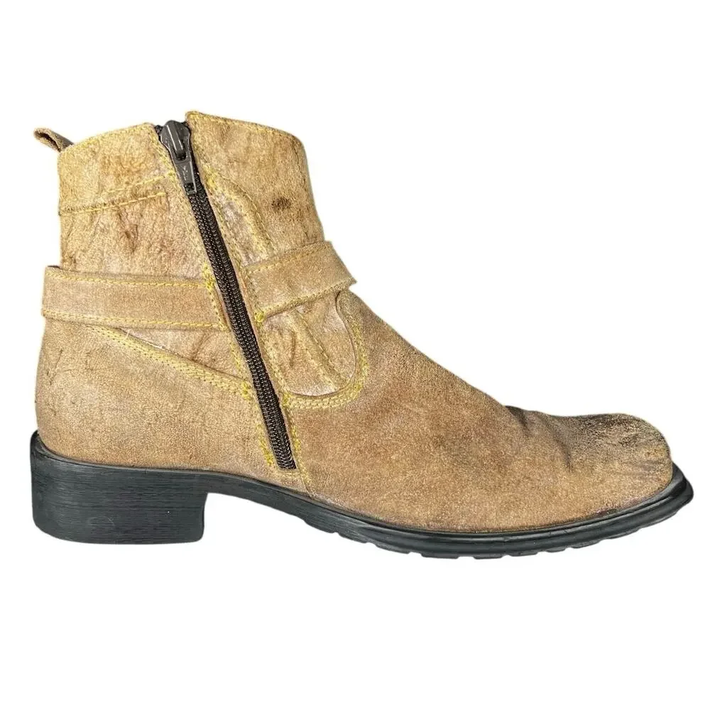 Bed Stu Men’s Tan Suede Harness Chelsea Boots Size US 11
